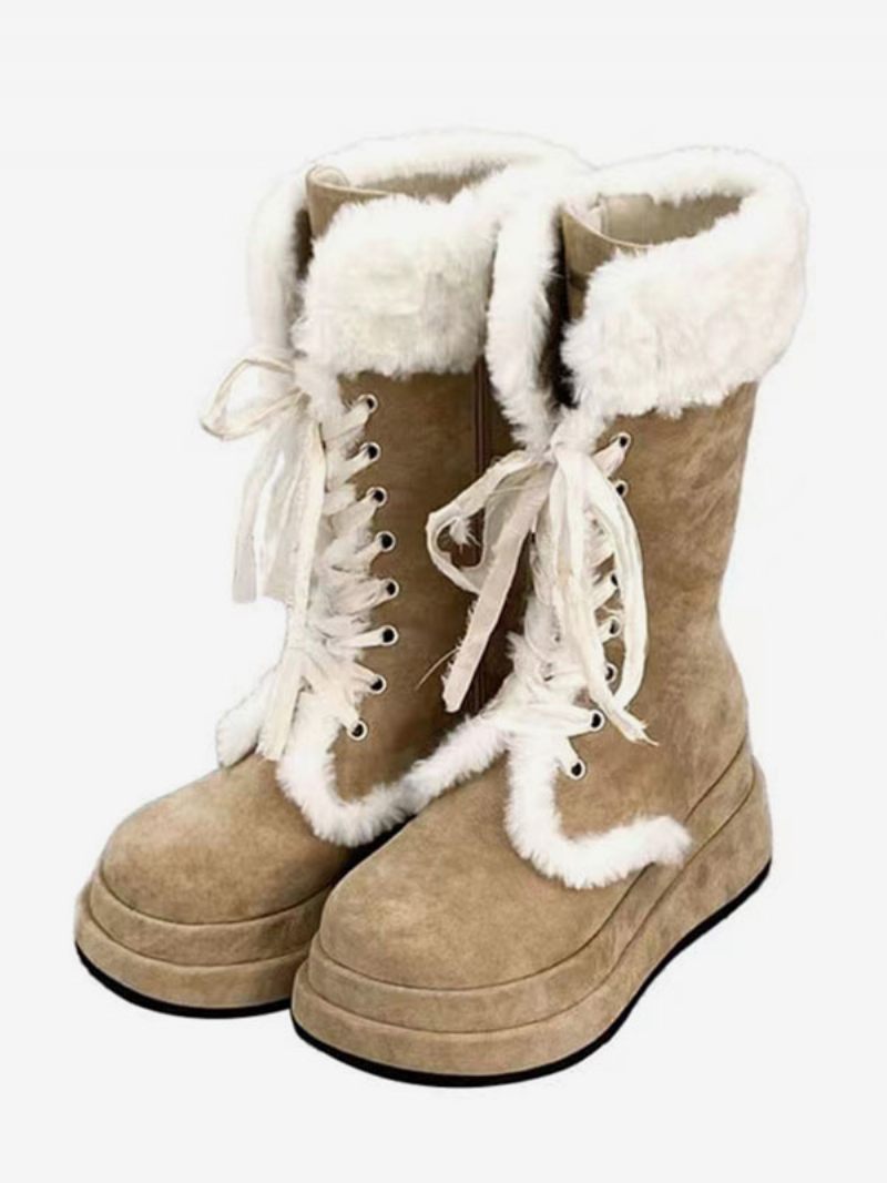 Bottes D'hiver À Bout Rond Micro-daim Neige Pour Femmes