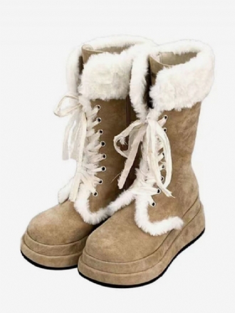 Bottes D'hiver À Bout Rond Micro-daim Neige Pour Femmes