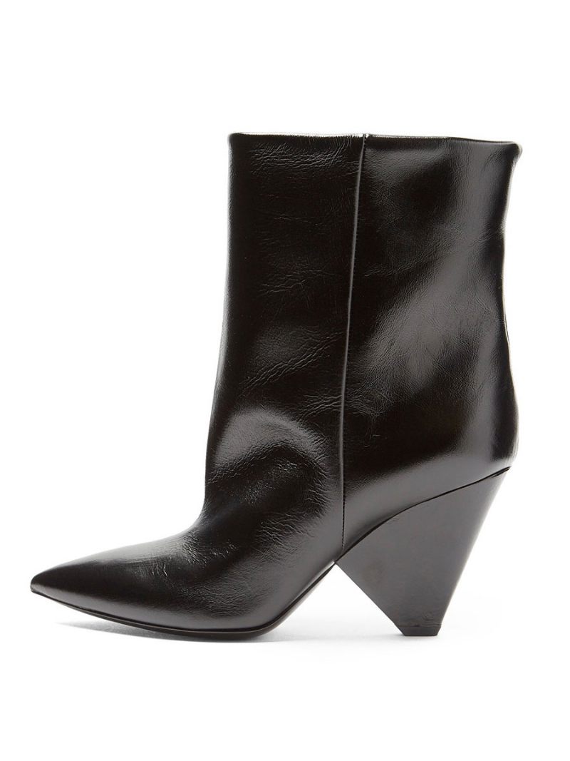 Bottes Mi-mollet Pour Femmes Cuir Pu Bout Pointu Talon Forme Spéciale