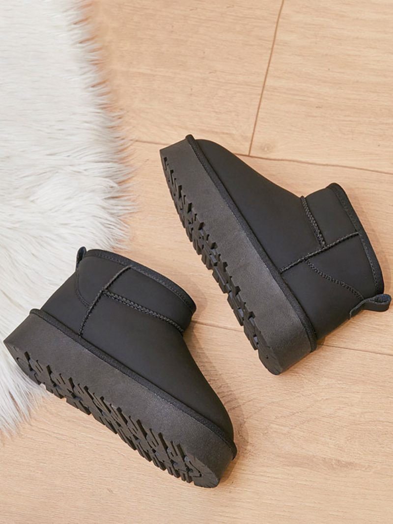 Bottes Neige Pour Femmes D'hiver À Bout Rond - Noir