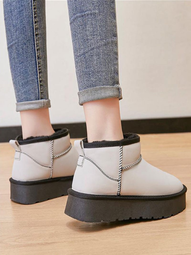 Bottes Neige Pour Femmes D'hiver À Bout Rond - Blanc