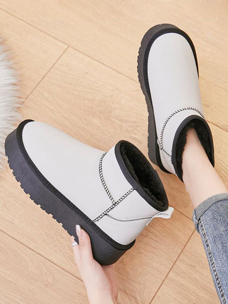 Bottes Neige Pour Femmes D'hiver À Bout Rond - Blanc