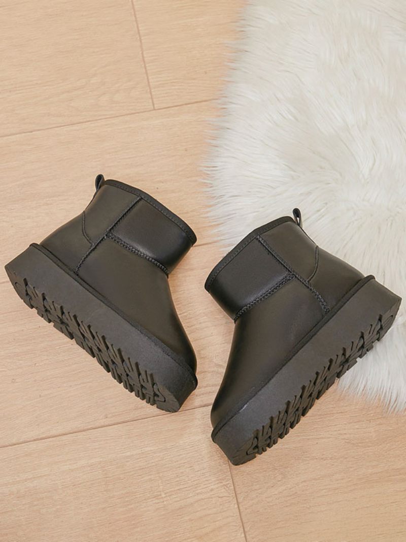 Bottes Neige Pour Femmes D'hiver À Bout Rond Abricot - Noir