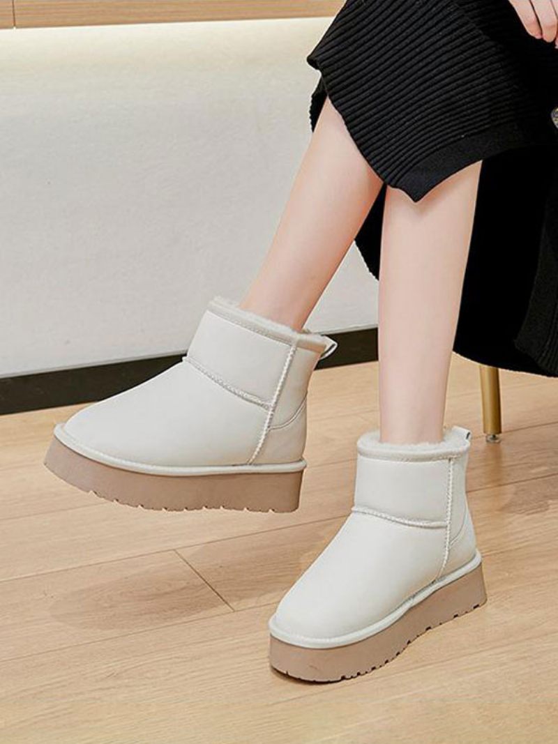 Bottes Neige Pour Femmes D'hiver À Bout Rond Abricot - Blanc