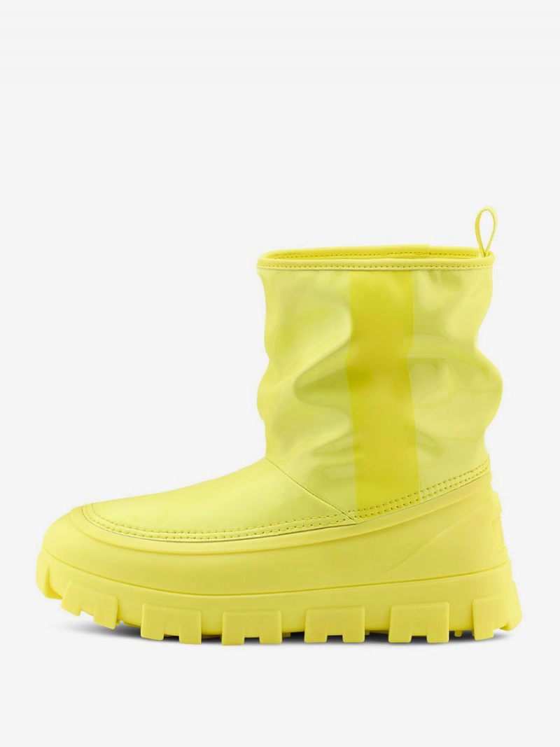 Bottes Neige Noires Pour Femmes D'hiver À Bout Rond - Jaune