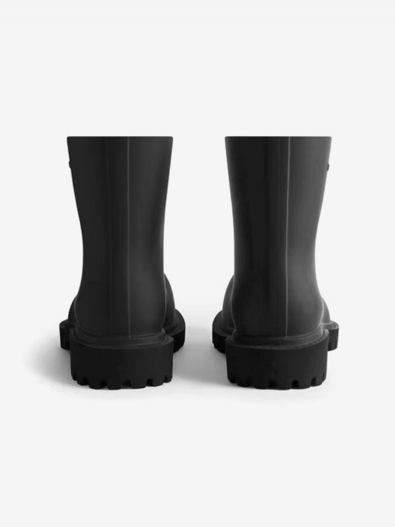 Bottes Pluie Pour Femmes Et Filles Bottines Noires À Bout Rond - Noir