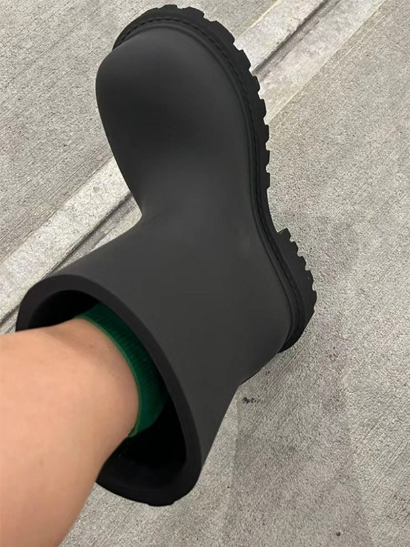 Bottes Pluie Pour Femmes Et Filles Bottines Noires À Bout Rond - Noir