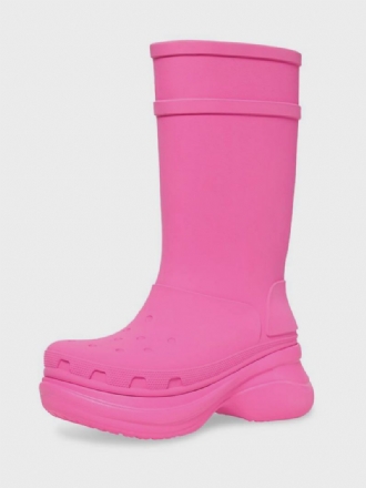 Bottes Pluie Roses Pour Femmes Imperméables À Plateforme Et Bout Rond