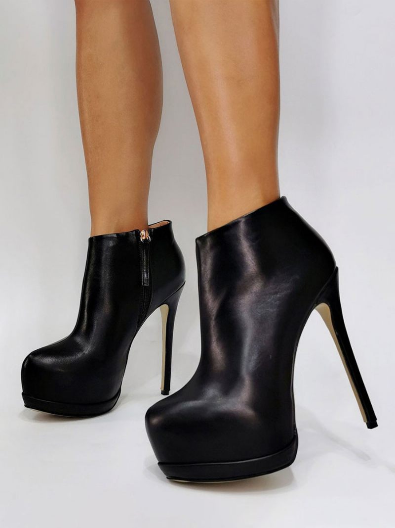 Bottes Sexy À Talons Hauts Pour Femmes Bout Rond Talon Évasé Cuissardes Noires Chaussures Grande Taille