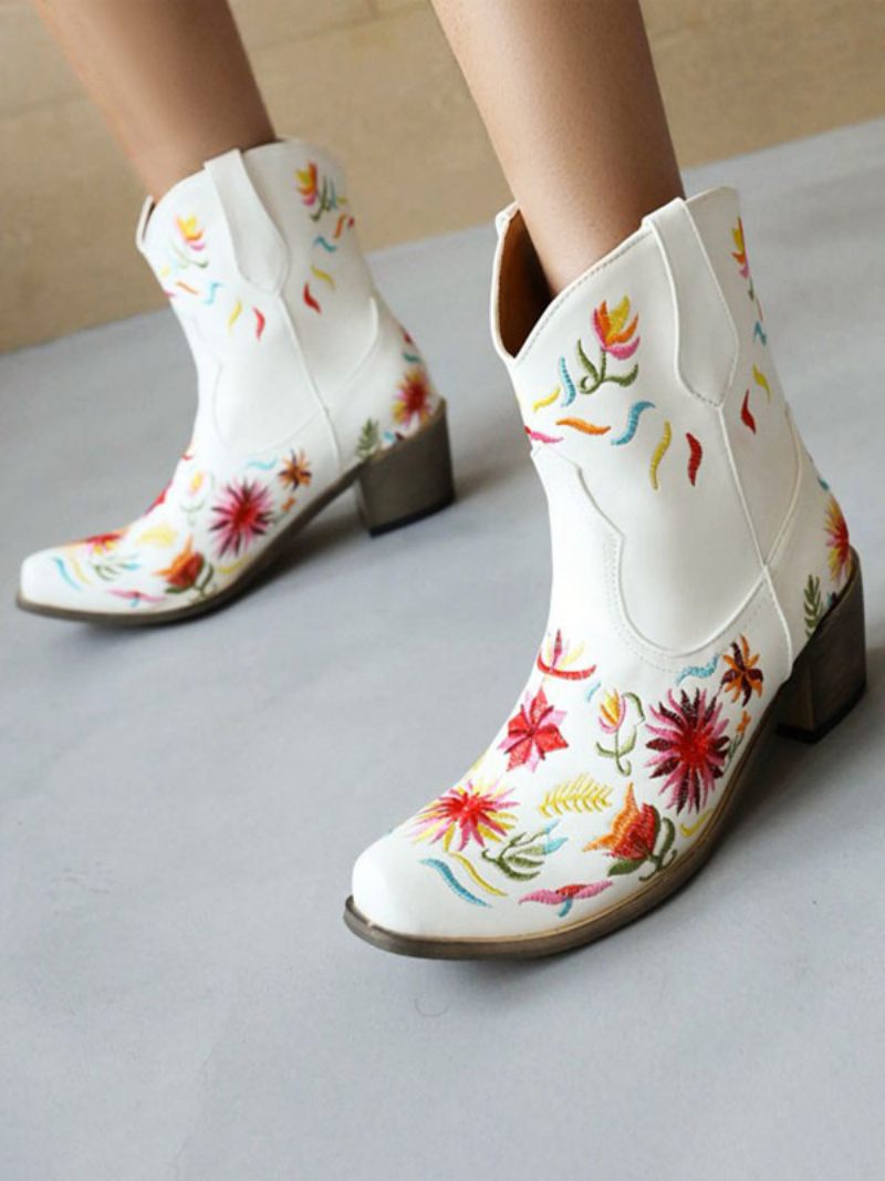 Bottes Western Pour Femmes Cowboy Blanches À Bout Pointu