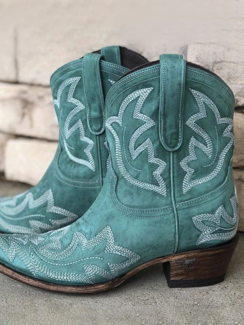 Bottes Western Pour Femmes Cowboy Brodées - Bleu Ciel Clair