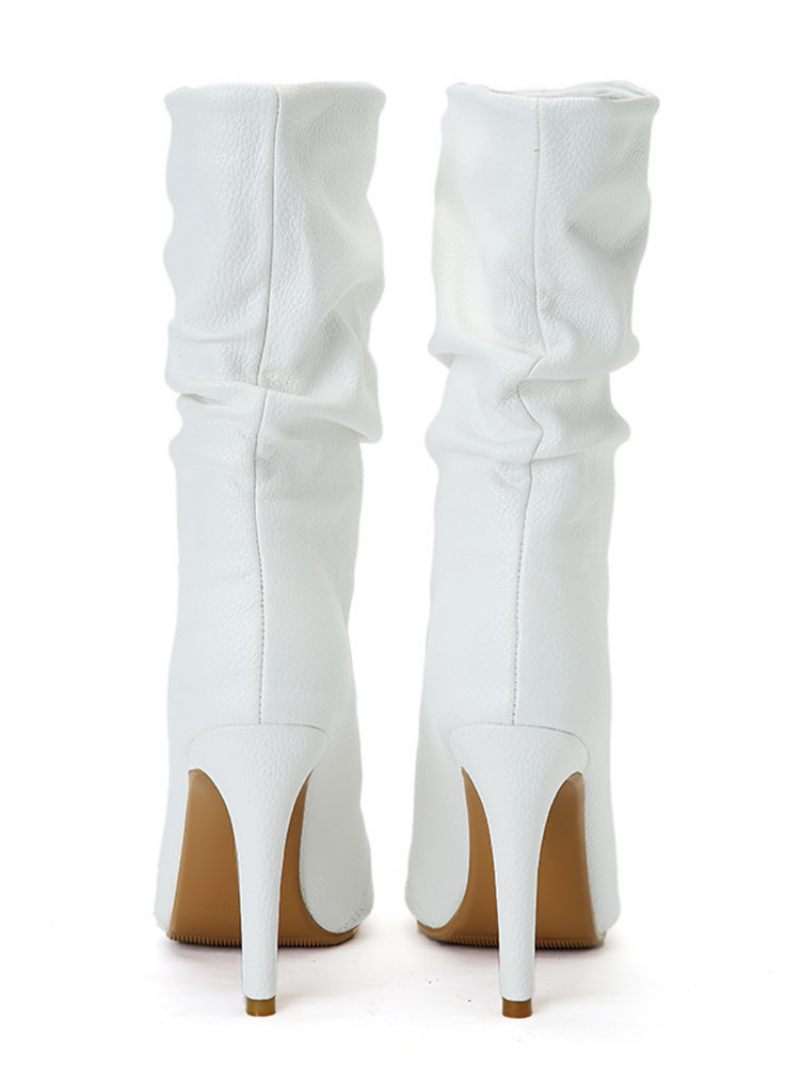 Bottines Blanches Pour Femmes Sandales À Talons Hauts Et Bout Ouvert Us 5.5-12.5 - Blanc