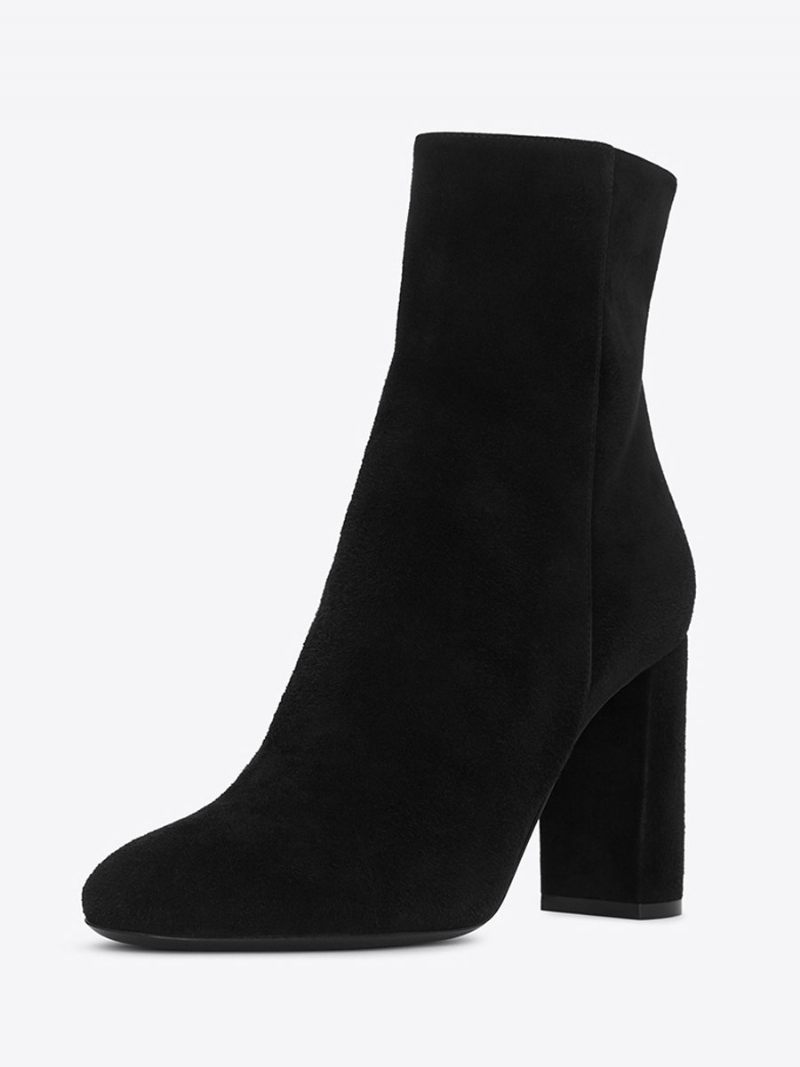 Bottines À Bout Pointu Daim Noir Pour Femmes