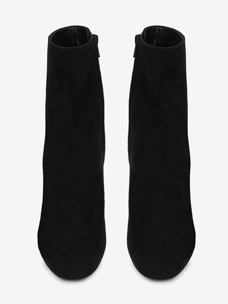 Bottines À Bout Pointu Daim Noir Pour Femmes - Noir