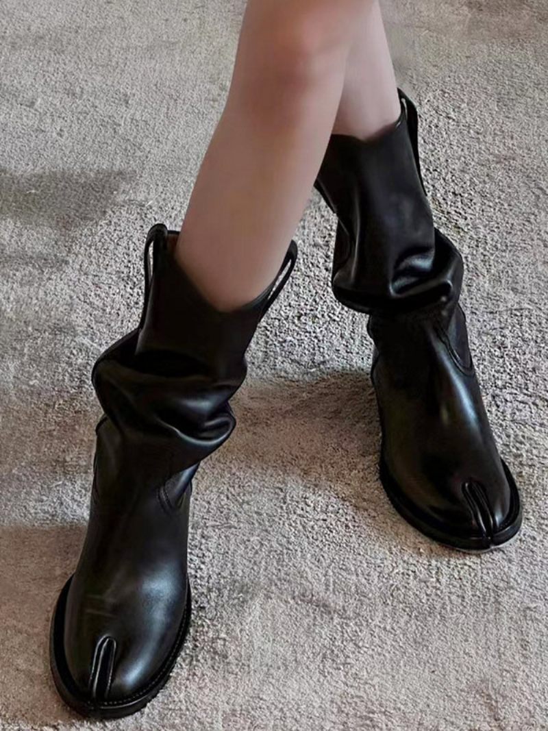 Bottines Pour Femmes Noires À Talons Épais Et Bout Souple - Noir