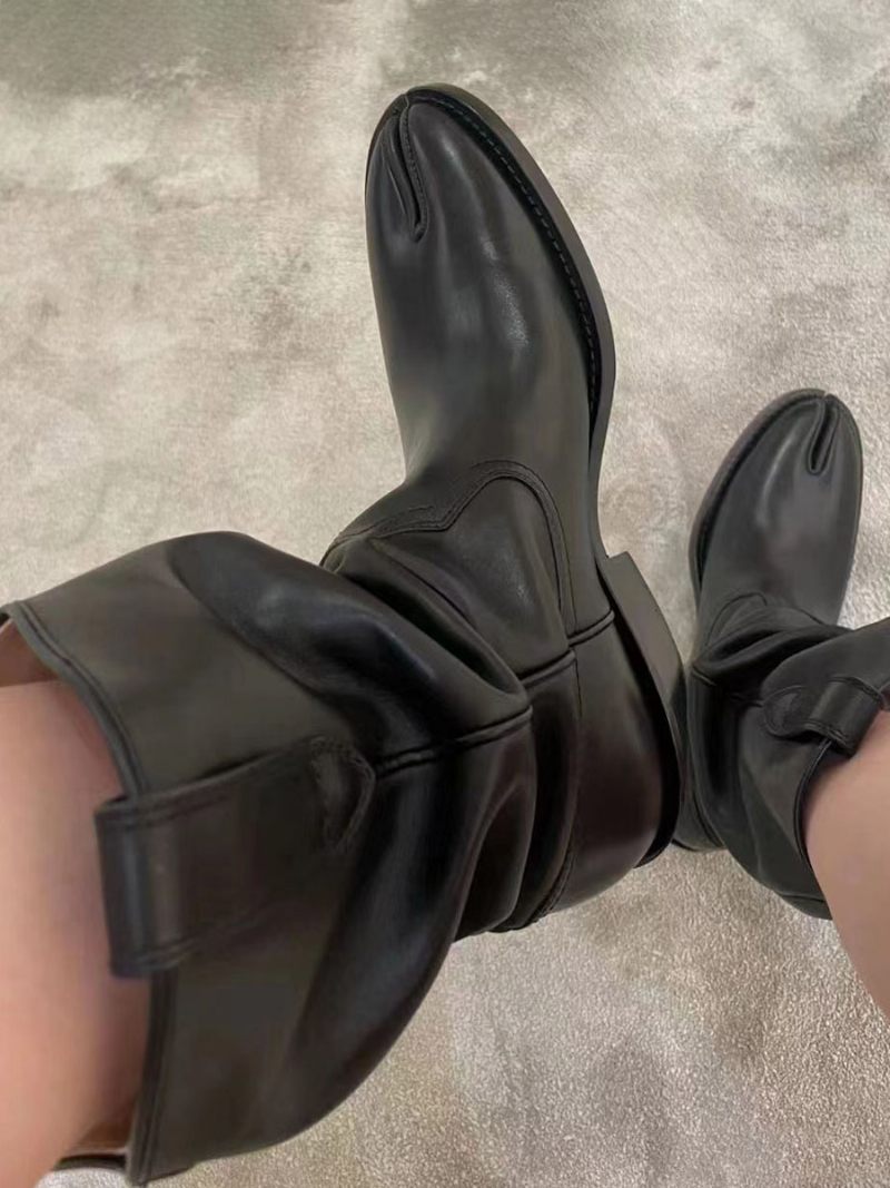 Bottines Pour Femmes Noires À Talons Épais Et Bout Souple - Noir