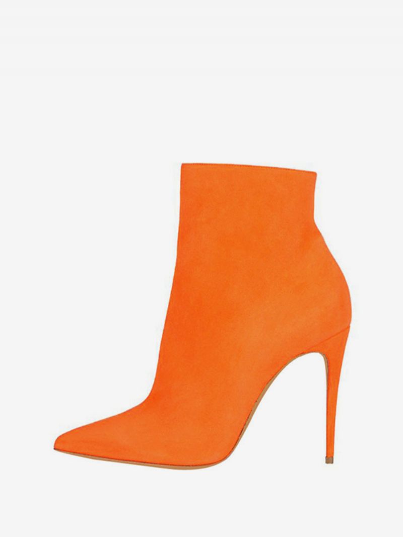 Bottines Noires Daim Pour Femmes À Talons Hauts Et Bout Pointu Tailles Américaines 4 10.5 - Orange