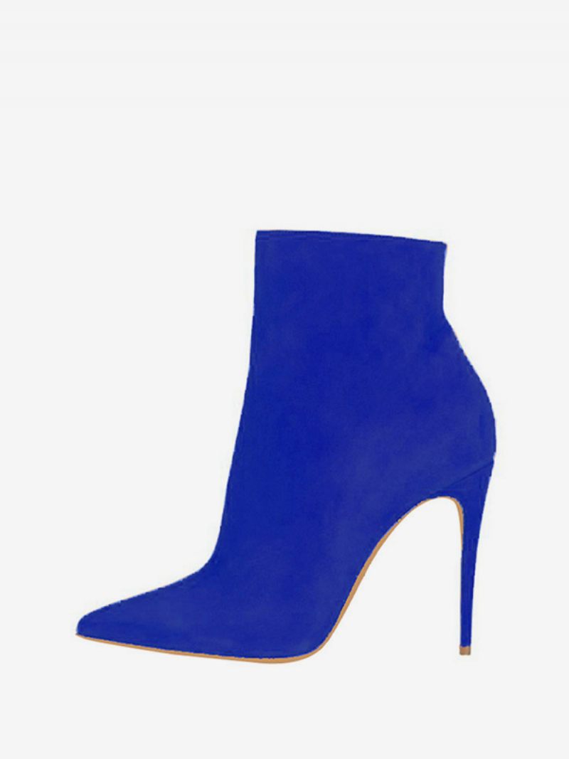 Bottines Noires Daim Pour Femmes À Talons Hauts Et Bout Pointu Tailles Américaines 4 10.5 - Bleu Royal