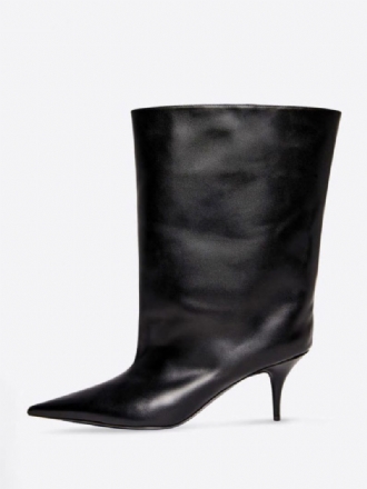 Bottines Noires Pour Femmes À Bout Pointu Mollet Large