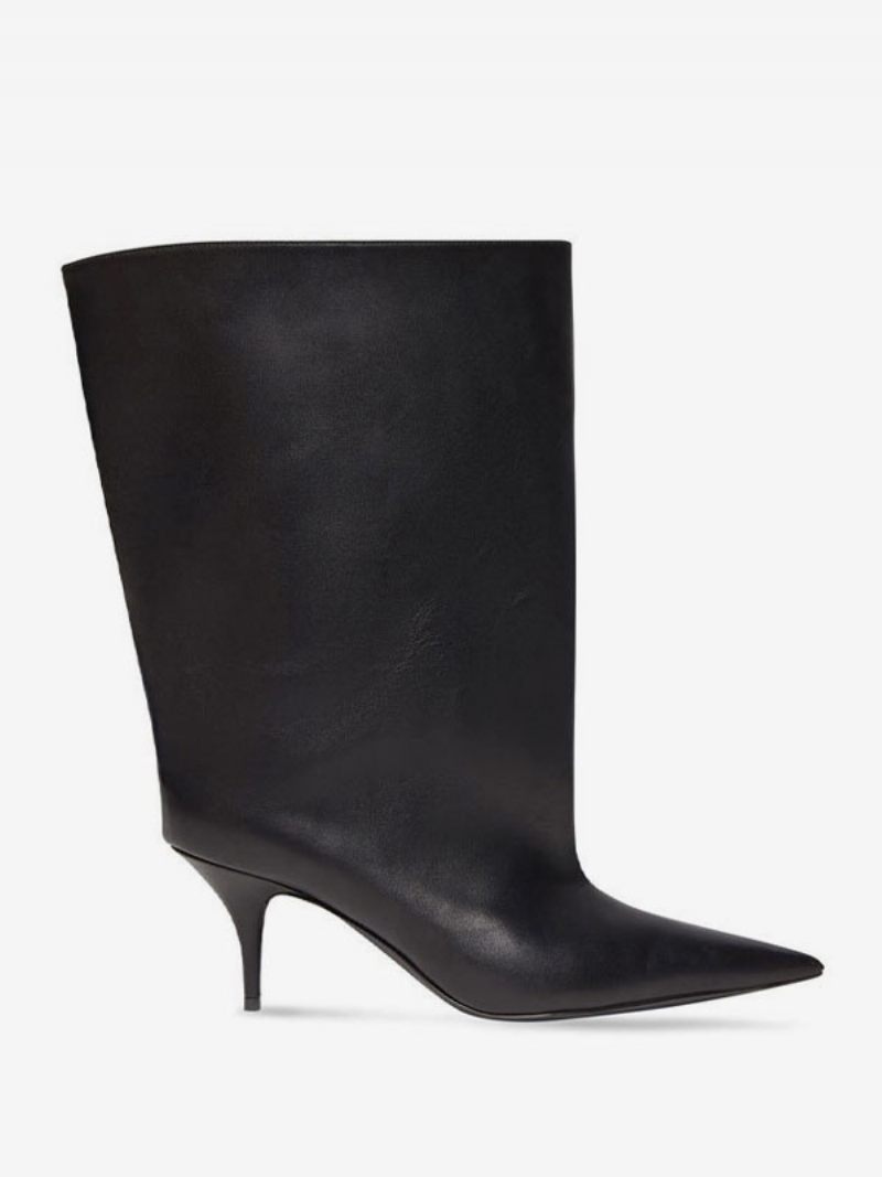 Bottines Noires Pour Femmes À Bout Pointu Mollet Large - Noir