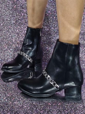 Bottines À Paillettes Cuir Pu Bout Rond Et Talon Chiot Pour Femmes