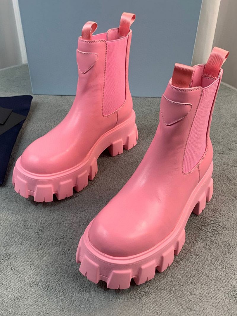 Bottines Plates À Bout Rond Avec Détails Métalliques Pour Femmes - Magenta