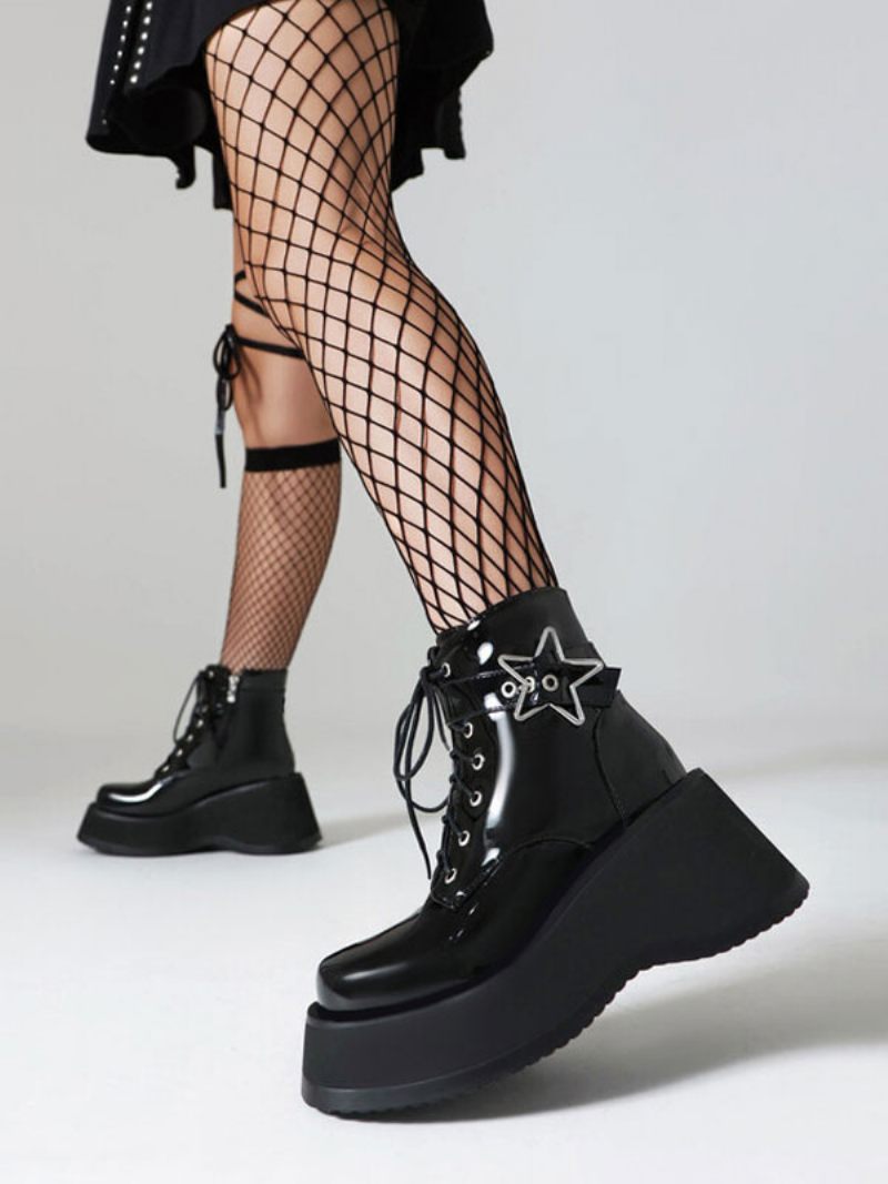 Bottines Sans Talons À Bout Rond Pour Femmes - Noir