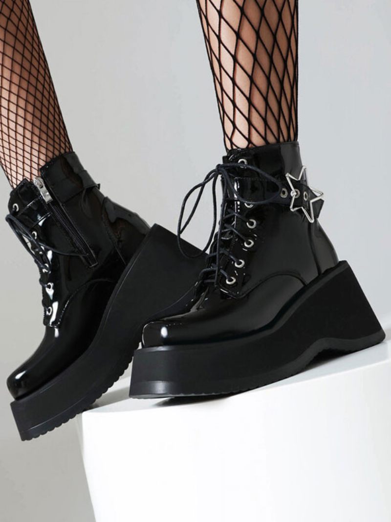 Bottines Sans Talons À Bout Rond Pour Femmes - Noir