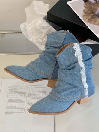 Bottines À Talons Épais Et Bout Pointu Pour Femmes