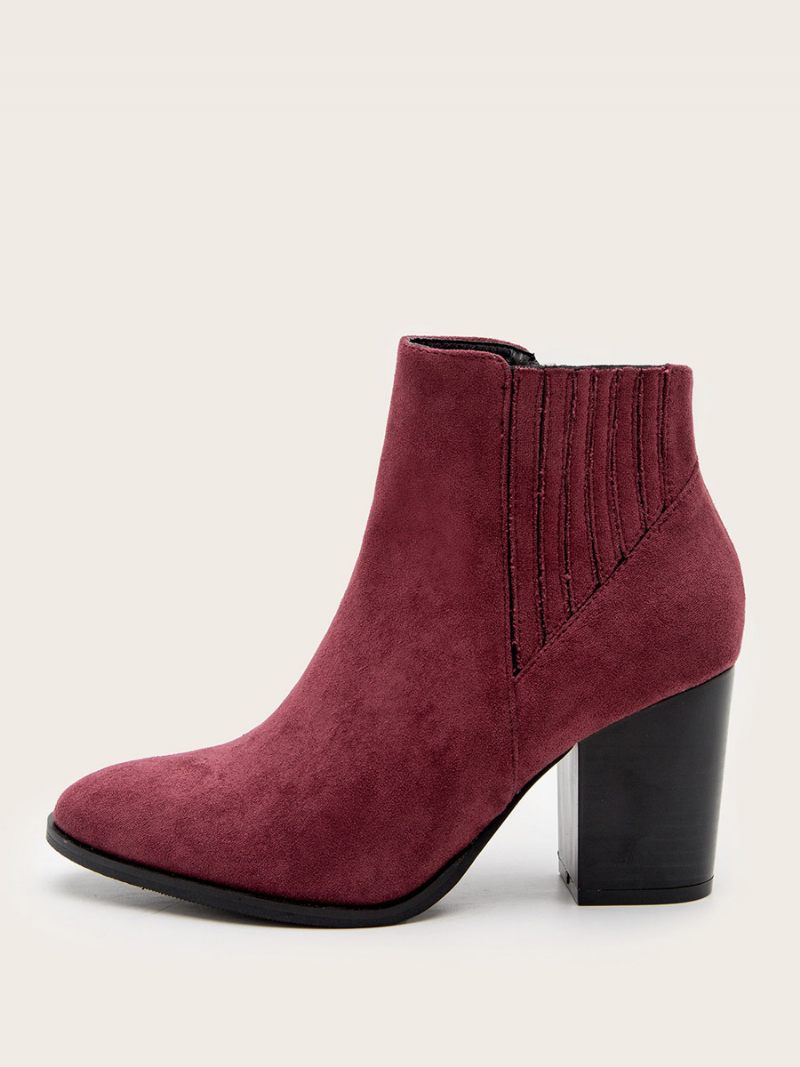 Bottines À Talons Épais Et Bout Rond Pour Femmes - Fuchsia