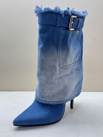 Bottines Toile À Bout Pointu Et Talon Aiguille Pour Femmes