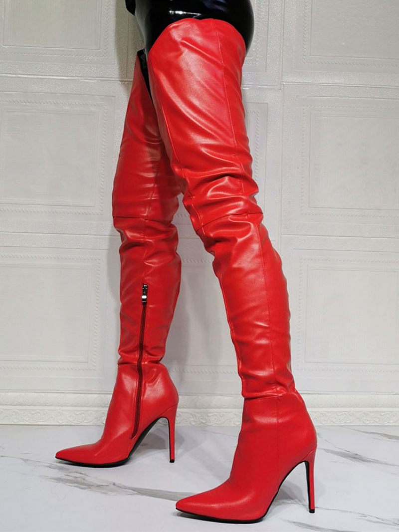 Cuissardes Sexy À Talons Aiguilles Pour Femmes - Rouge