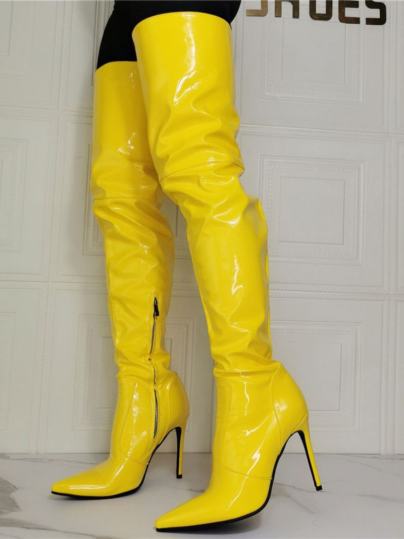 Cuissardes À Talons Aiguilles Pour Femmes Jaune - Jaune