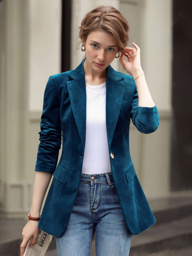 Blazer À Col Rabattu Pour Femme Manches Longues Boutons Court Décontracté Confortable Actif Vêtements D'extérieur