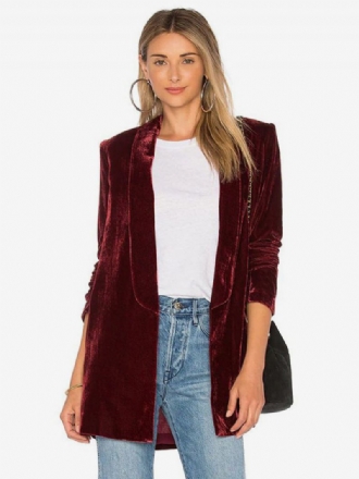 Blazer Pour Femme Velours À Manches Longues Veste Sur Mesure Couleur Unie