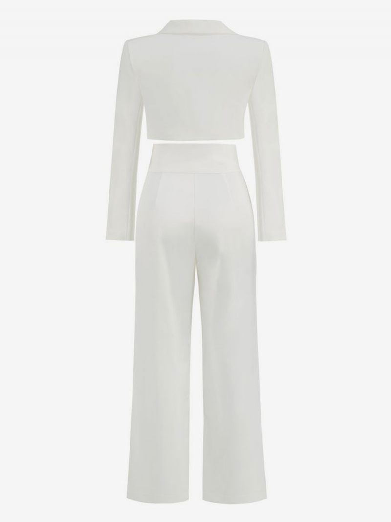 Ensemble Blazer Et Pantalon Pour Femmes Deux Pièces Blanc Taille Haute 2024 - Blanc