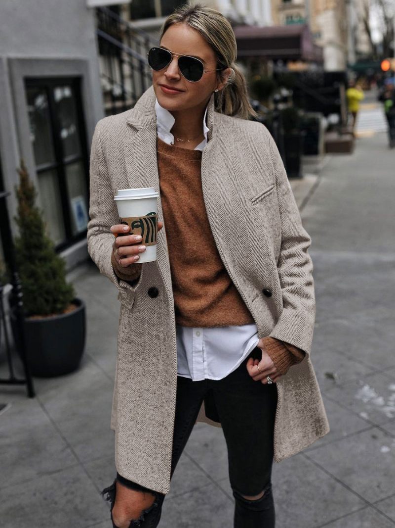 Manteau À Revers Avec Un Bouton Vêtements D'extérieur Décontractés Printemps Pour Femmes - Jaune Clair Clair