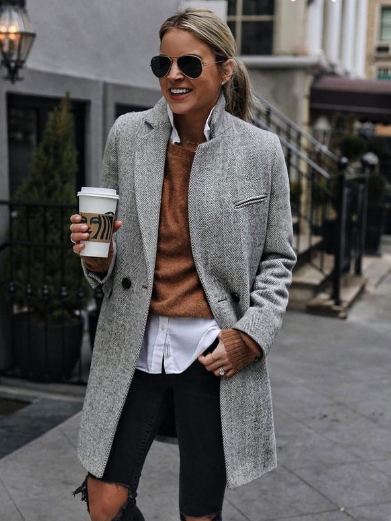 Manteau À Revers Avec Un Bouton Vêtements D'extérieur Décontractés Printemps Pour Femmes - Blanc