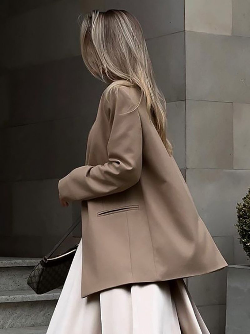 Veste Blazer Pour Femme Moderne Col V Manches Longues Vêtements D'extérieur - Kaki