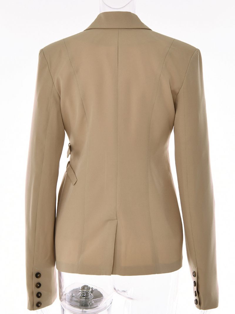 Veste Femme Blazer Manches Longues Col V Revers Cranté - Jaune Clair