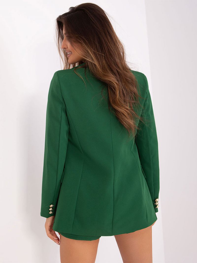 Vestes À Simple Boutonnage Pour Femmes Blazer Classique Revers Épaules Rembourrées - Vert