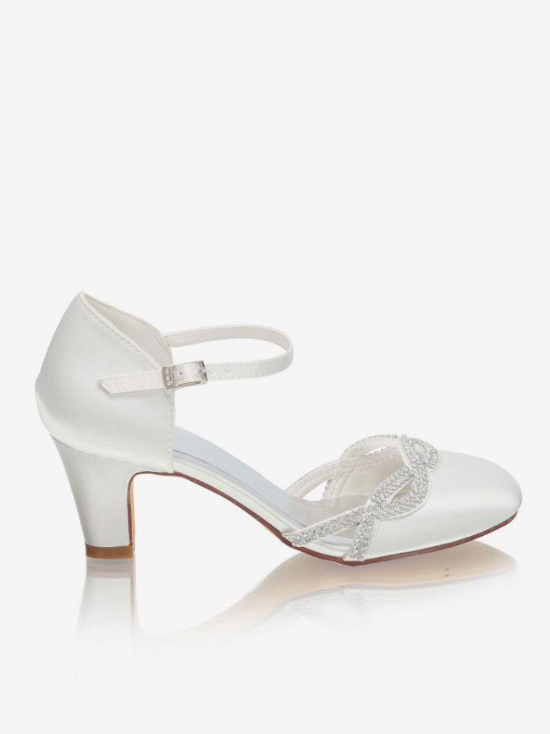 Chaussures Mariage Deux Parties Pour Femmes Bout Rond Talon Mi-bas Mariée - Ivoire