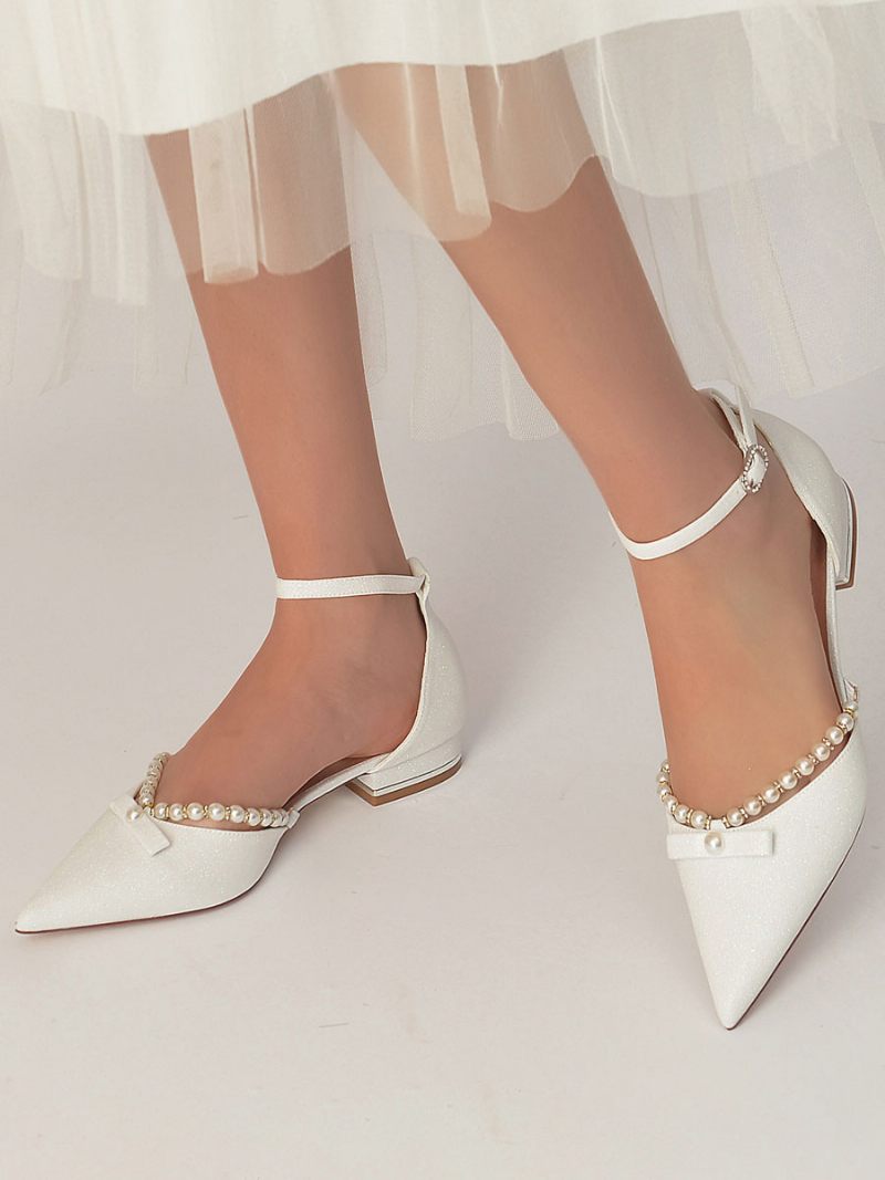 Chaussures Mariage Pour Femmes Avec Perles Et Bride À La Cheville