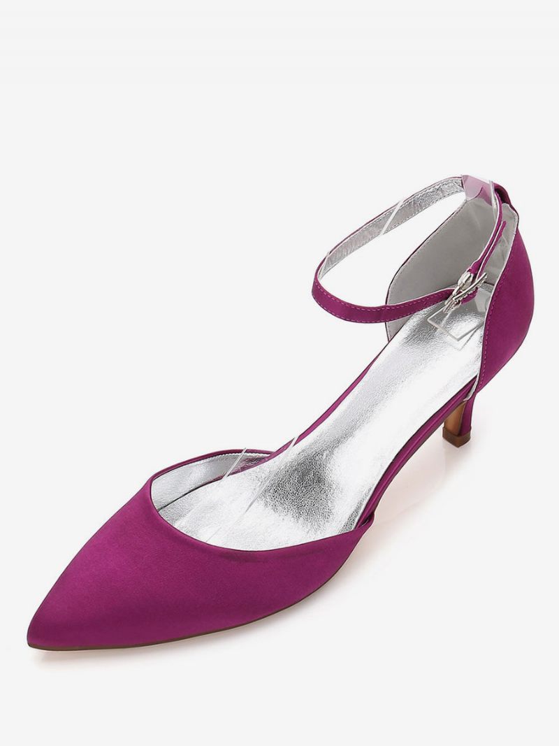 Chaussures Mariage Pour Femmes Bride À La Cheville Talons Chaton - Violet