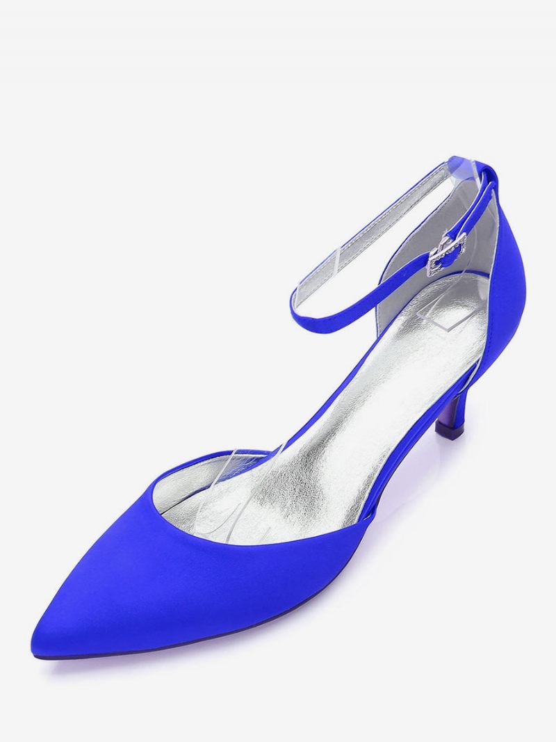 Chaussures Mariage Pour Femmes Bride À La Cheville Talons Chaton - Bleu