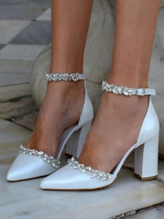 Chaussures Mariage Pour Femmes Escarpins Mariée Cuir Pu Chaînes À Bout Pointu