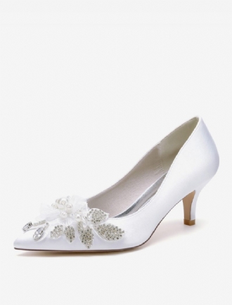 Chaussures Mariage Pour Femmes Escarpins Mariée Satin Bout Pointu