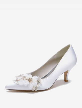 Chaussures Mariage Pour Femmes Escarpins Mariée Satin Bout Pointu