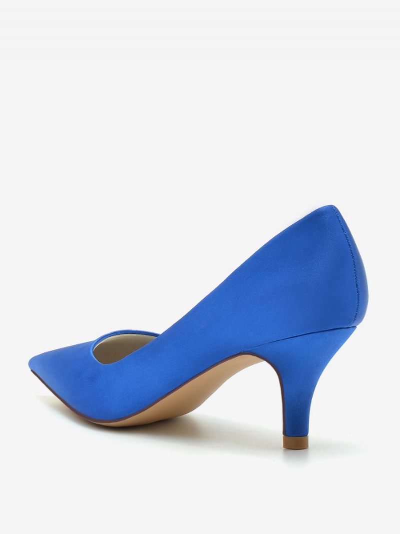 Chaussures Mariage Pour Femmes Escarpins Mariée Soie Et Satin Bout Pointu - Bleu Royal