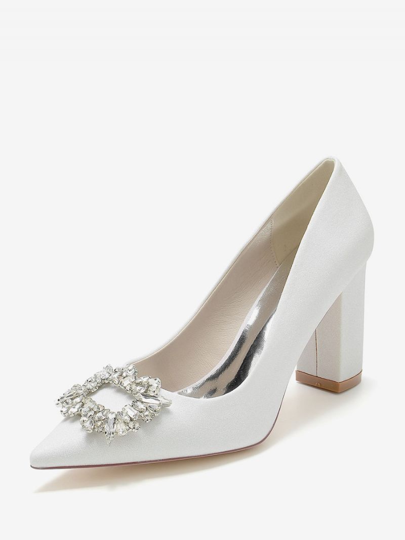 Chaussures Mariage Pour Femmes Escarpins Mariée Tissu Pailleté Bout Pointu Strass